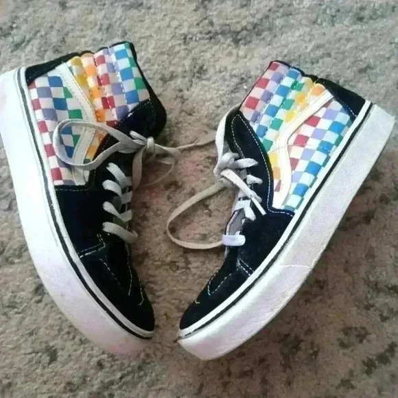 Vans Kids Sneakers - Black and Multicolor Checkered - Picture 5 of 15